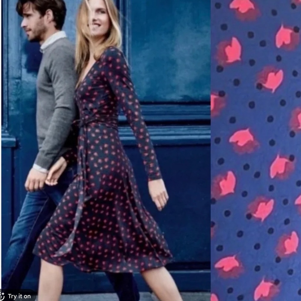 BODEN SILVIA FAUX WRAP JERSEY MIDI DRESS